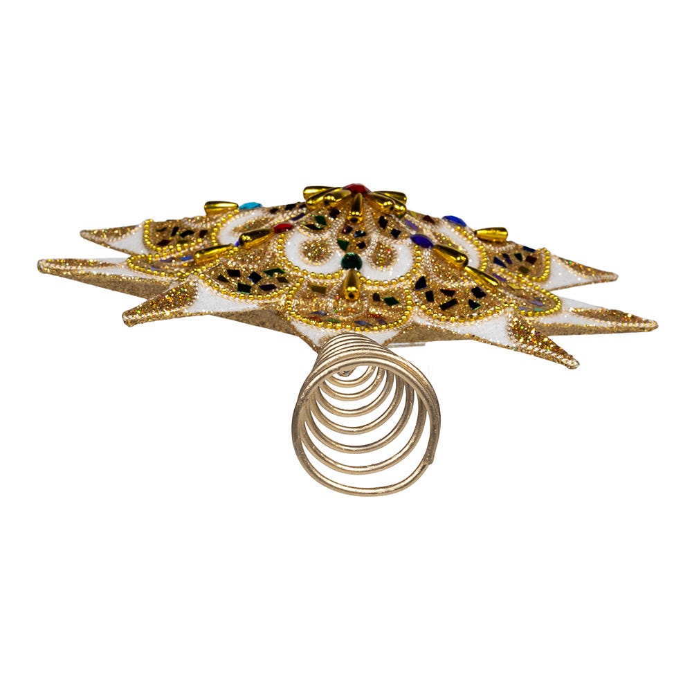 Kurt Adler 16.5-Inch Unlit 10-Point White and Gold Star Tree Topper